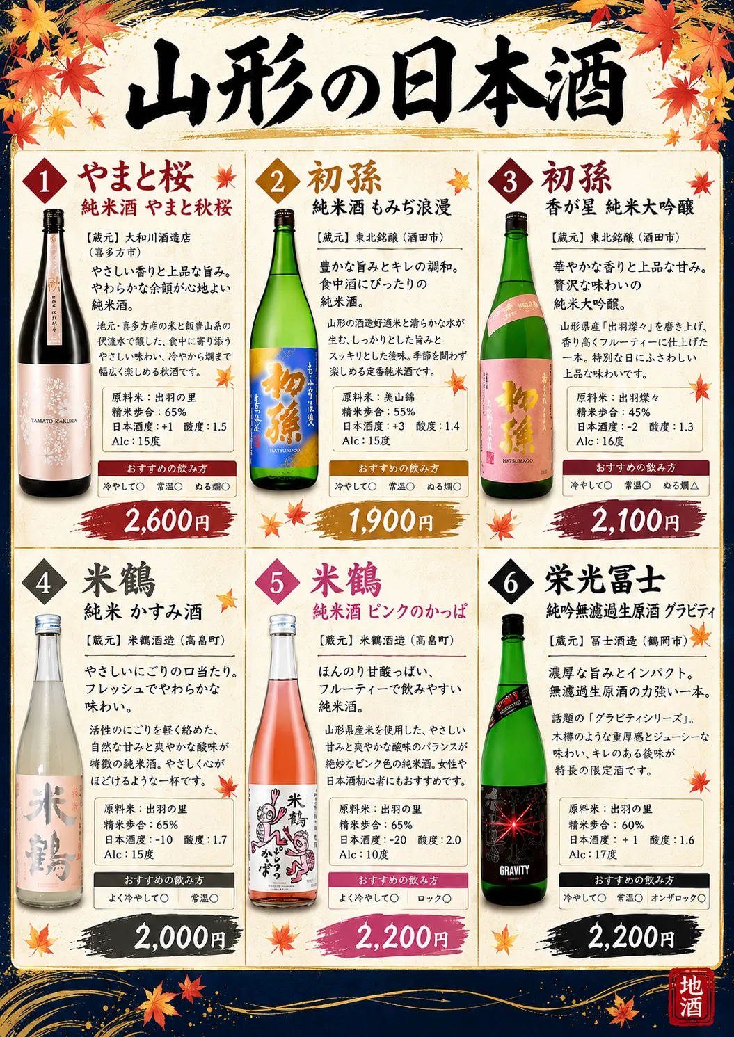 【数量限定】山形の日本酒6種類が入荷しました｜【理容ノグチ】